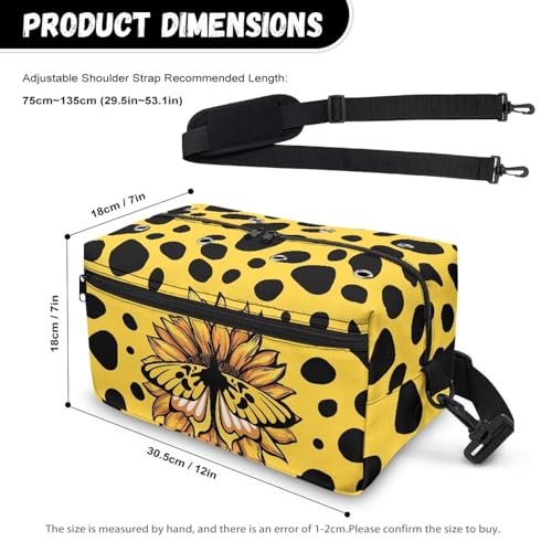 Image of Drnuikhe Large Capacity Crochet Bag for Beginners /Professionals Large Capacity Crochet Tote Bag for Knitting Needles, Crochet Hooks and Other Accessories Yellow Speckled Daisies