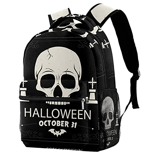 Sac à dos voyage tête de mort Halloween 02 : le cadeau idéal avec porte-bouteille pour enfants