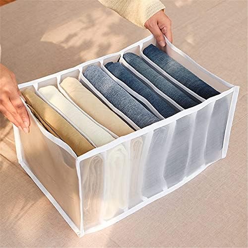 MBVBN GDYYEZI-001 - Organizador de ropa plegado con 7 rejillas para armario, cajones y cajones, plegable, lavable, caja con compartimento para jeans