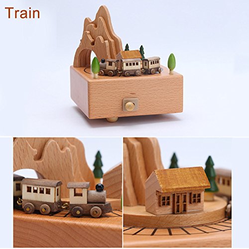 cheerfullus Wooden Music Box Small Train Toy Decoration Birthday Present for Kids - Thumbnail 2
