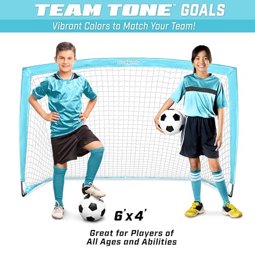 Image of GoSports Portable Soccer Goals for Kids - 13 Color Options - Choose 4 x 3 ft or 6 x 4 ft - Team Tone Pop Up Nets for Backyard