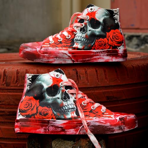 Gothic Skull Shoes for Women Fashion Sneakers Men's Hand-Painted Graffiti Shoes Punk Cosplay Hip Hop Teen Boys Girls Student Casual Walking Streetwear3