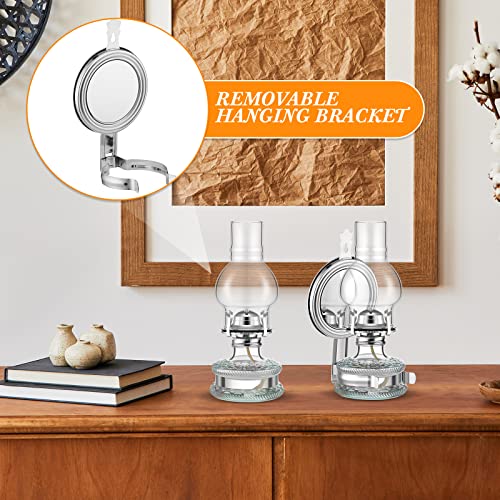 Yexiya Large Kerosene Lamp Lantern Large Chamber Oil Lamp Wall Mounted Kerosene Lamp Vintage Glass Clear Kerosene Lamp Rustic Oil Lamp With Oil Wick For Indoor Use Home Decor Lighting (Silver, 2 Pcs) #TOP3