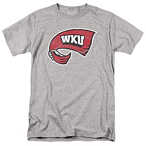 Western Kentucky University Official Distressed Primary Unisex Adult T-Shirt, Athletic Heather, Large