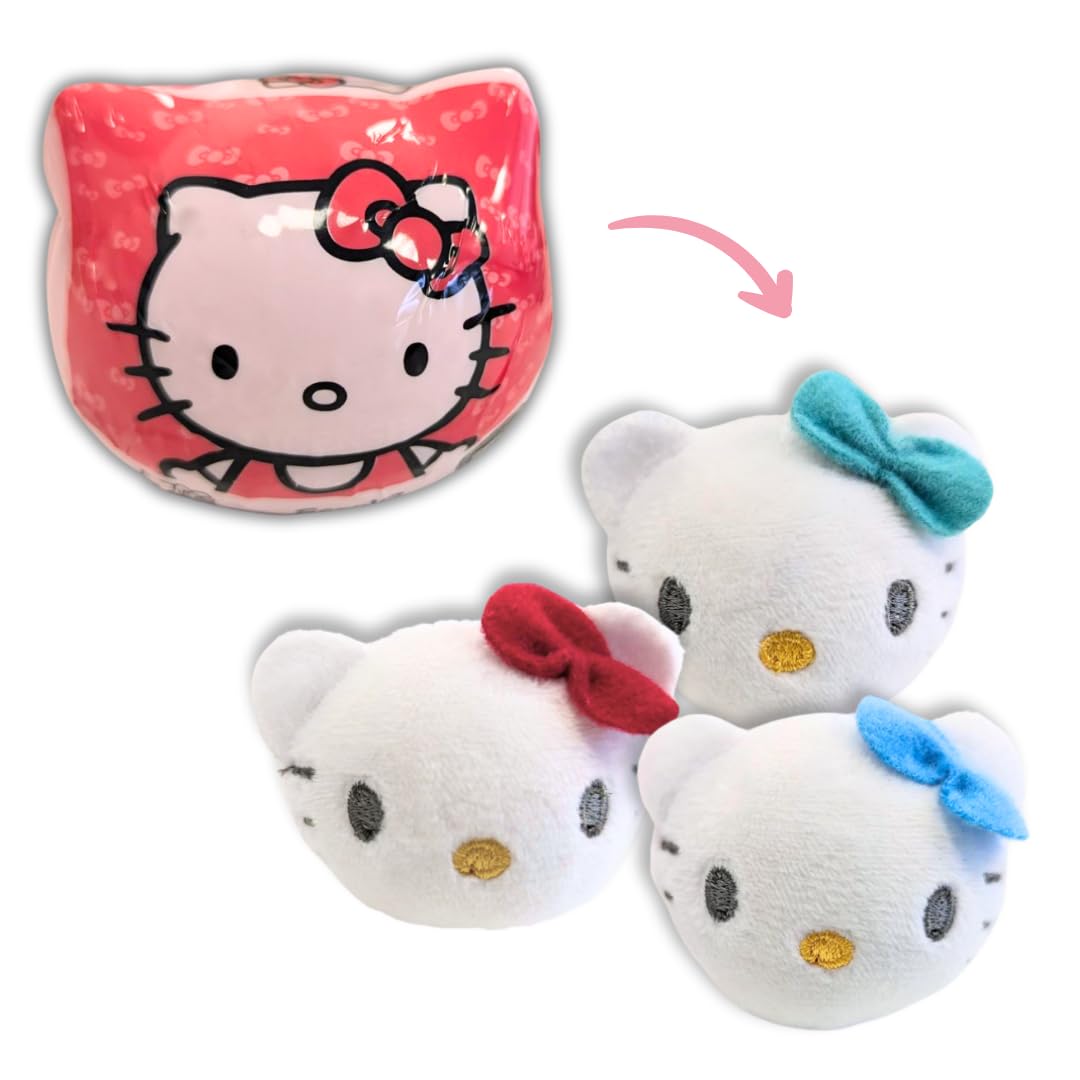 Hello KittyOfficial Plush, 4cm Squeezy Toy in Surprise Blind Capsule - Featuring, My Melody, and Kuromi - Assorted Characters, Gifts, Toy