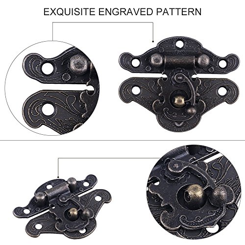 Gther 2 Set 48X35Mm Antique Vintage Latch Hasp, Vintage Buckle Latch Decorative Hasp Latch Hardware Bronze With Screws For Wooden Box Case Drawer Cabinet #TOP4