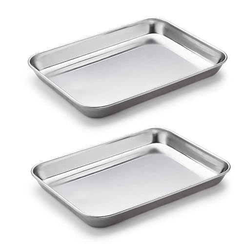 Paquete de 2 bandejas de acero inoxidable no tóxicas para hornear de cocina, instrumentos de laboratorio, dental, instrumento quirúrgico médico,