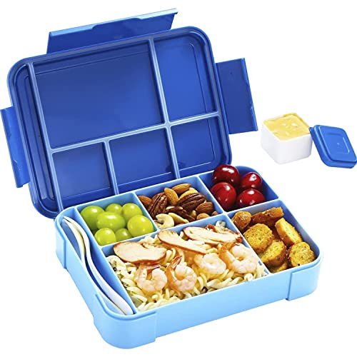 Bento-Box für Erwachsene, 1330 ml, elegante Lunchbox für Erwachsene, mit 5 Fächern, langlebig, mikrowellengeeignet, spülmaschinenfest, BPA-frei, Blau