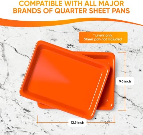Fitted full coverage silicone pan liner - turn any quarter sheet pan a nonstick baking sheet (2 pack) - Thumbnail 3