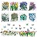 160 Adesivi Trasparenti con Piante di Fiori Decalcomanie Impermeabili in PET Sticker Decorativi con Farfalle per Album DIY Diario Bottiglie d'Acqua (Margherite, Tulipani, Rose, Farfalle)