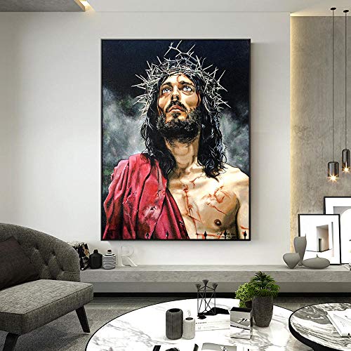 Lienzo de Jesús estilo escandinavo de 50x70cm que aporta paz y elegancia a tu salón moderno 3