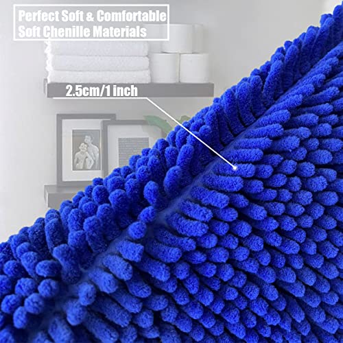 RUN HELIX Bath Mat set 3 Pieces, Soft Chenille Non Slip Bathroom Mat, 50x80 cm(19.6x31.5 in) Bath Mat, 40x60 (15.7x23.6 in) Bath Mat, U-Shaped Contour Toilet Mat, Absorbent Bathroom Rugs Royal Blue - Image 4