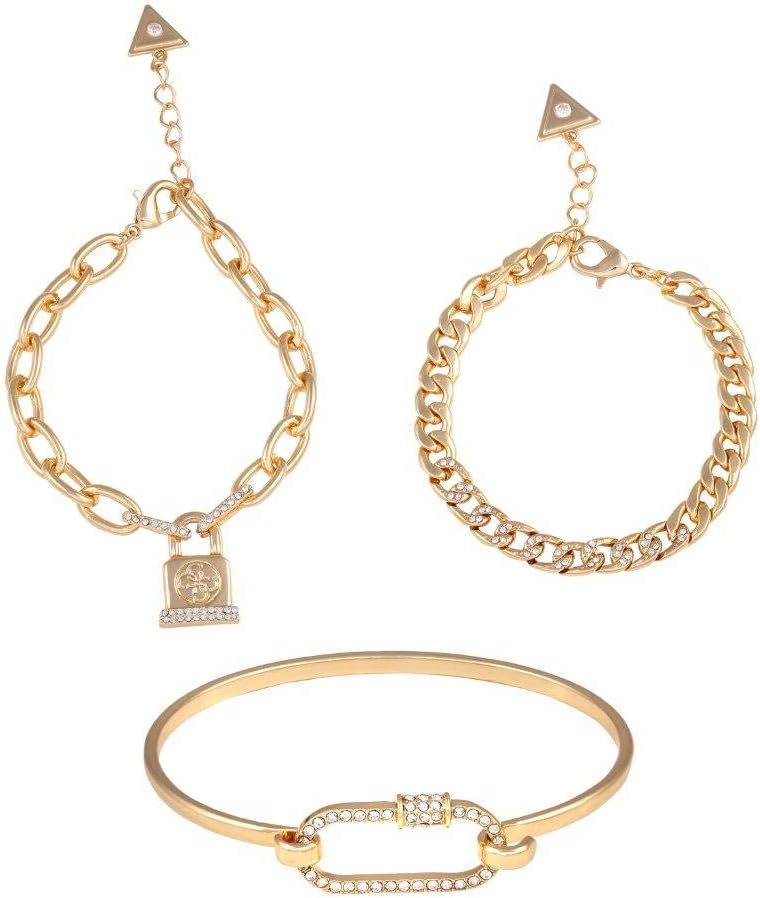 Gold-Tone 3 Piece Mixed Chain Bracelet Set