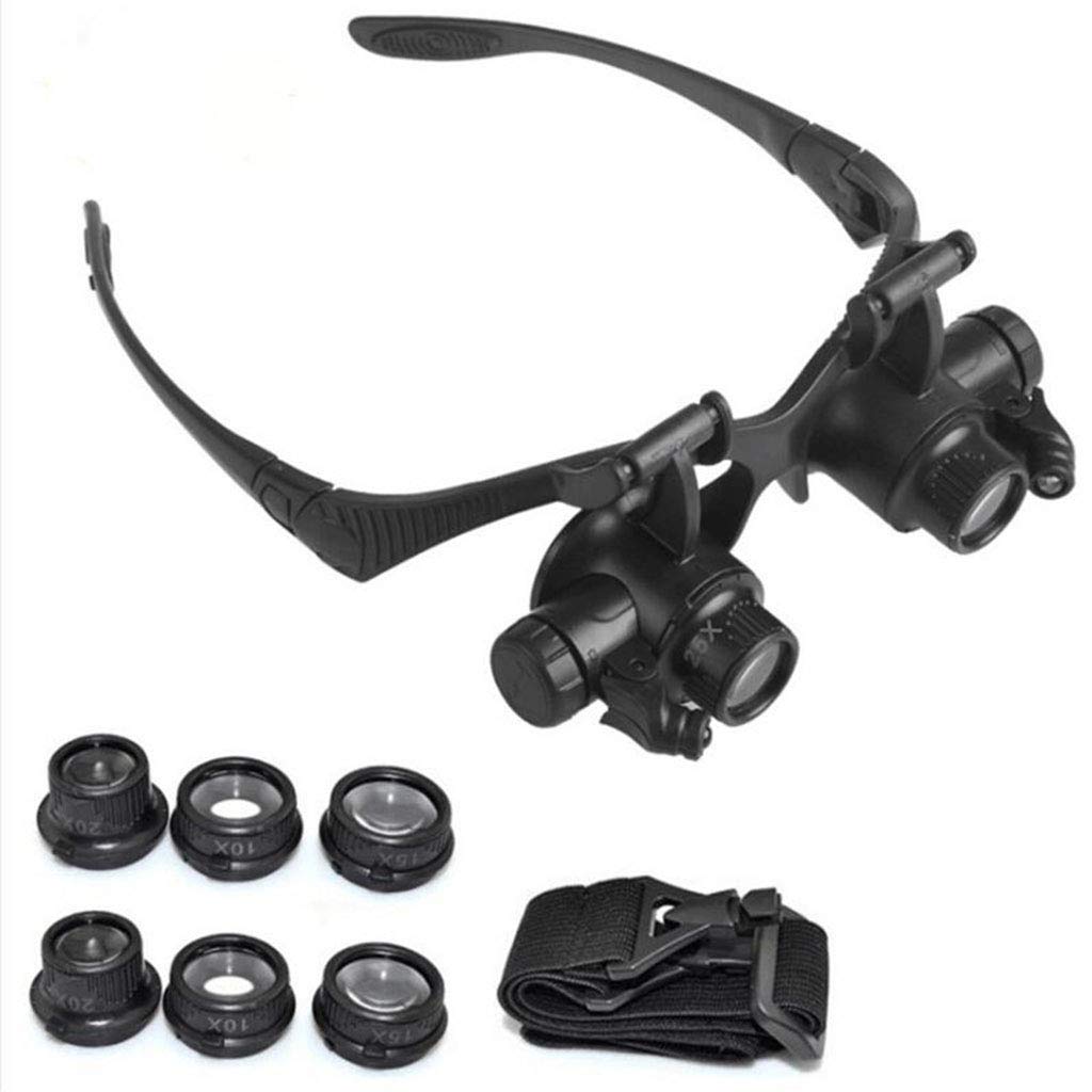 Loupe monoculaire 8 lentilles grossissantes à LED pour réparation de montres