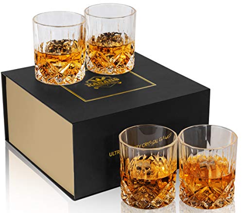 Comparison: Best Old Fashion Cocktail Glass 4 KANARS Old Fashioned Whiskey Glasses with Luxury Box - 10 Oz Rocks Barware For Scotch, Bourbon, Liquor and Cocktail Drinks - Set of 4 - Men Gift
