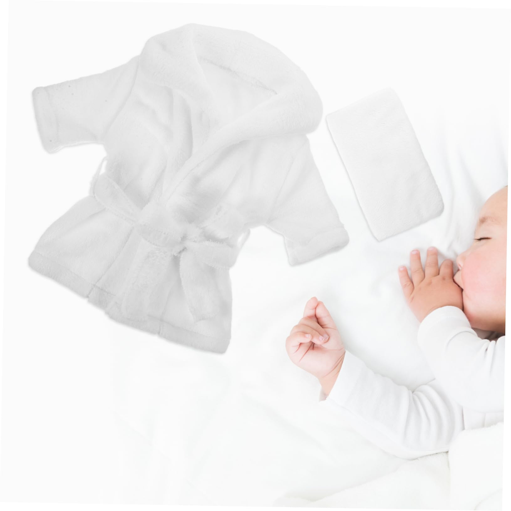 Ciieeo Kit de Bata de Baño para Fotografía de Recién Nacidos Juego de Toallas para Bebé Toalla de Baño para Niños Pequeños Capucha Polar Coral Bebé