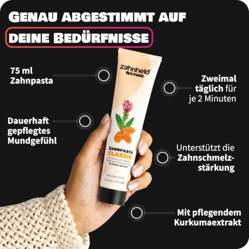 Zahnheld Nature Classic Zahnpasta ohne Fluorid, vegan, Kurkuma & Kokosöl – Ansicht 5