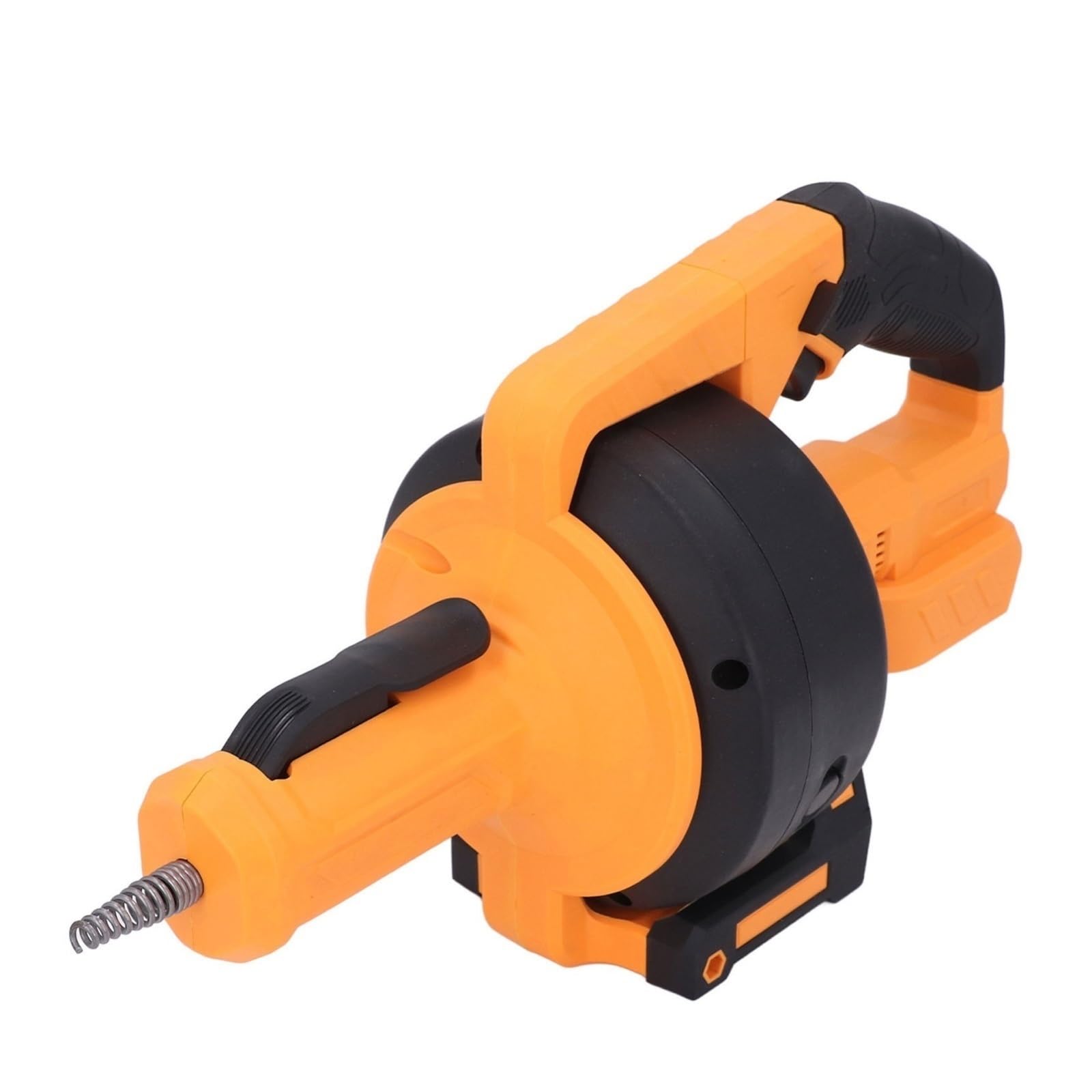 Cordless Electric Drain Auger Auto Feed Plumbing Snake Tool Power Hair Removal for Sewer Bathroom Powerful Clearing Capability(Yellow)