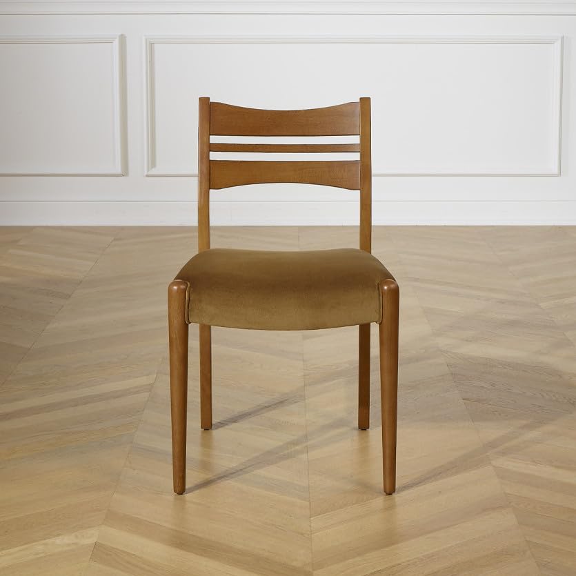 Robin des bois - Liam : Lot de 2 chaises en hévéa et Velours Camel