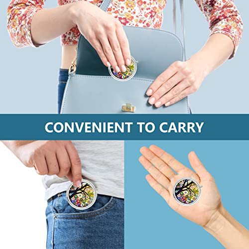Image of Pill Box 3 Compartment Medicine Pill Case,Portable Pill Box for Pocket or Purse Pill Box Decorative Metal Medicine Vitamin Organizer Unique Gift(Black Tree of Life)