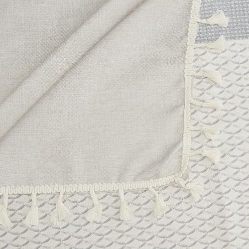 Image of Cortina Tablecloth for Dining Table Waterproof Table Cover, Cotton Linen Fabric Rectangle Tablecloth (Grey, 6 Seater) | Cotton linen fabric with a waterproof surface for dining tables, rectangle shape in grey for 6-seater use