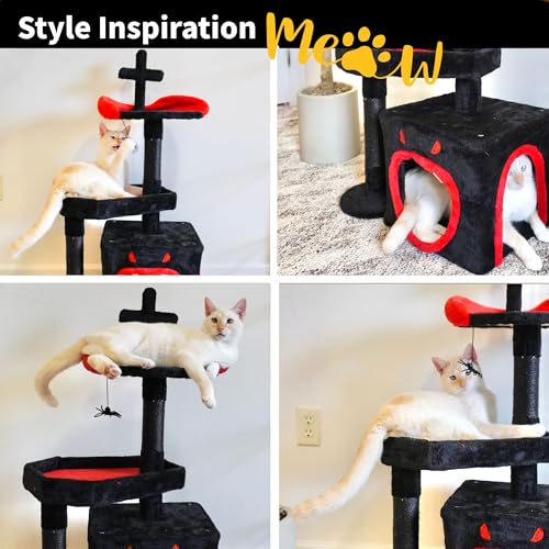 Árbol para gatos Halloween gótico con cama ataúd 38.5 in miniatura 7