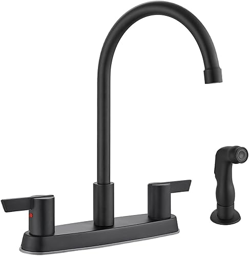 Miniatura 8 de Cinwiny Grifo de cocina, grifo de fregadero de cocina de doble manija para fregadero de 3 agujeros de 8 pulgadas, grifo de cocina de arco alto