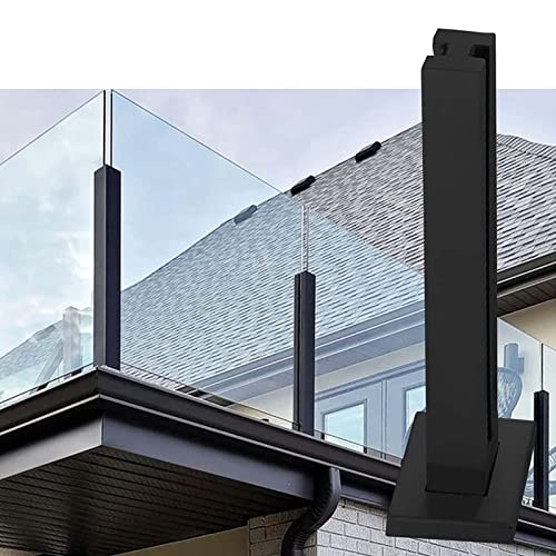 Poste de barandilla de vidrio negro para valla de piscina al aire libre, balaustre de base cuadrada con fácil instalación, sistema de riel de clip de vidrio para seguridad y estilo