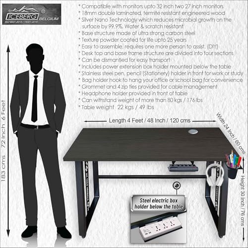 Xtreme PRO M1-Gaming, Work & Study Desk. Large for PC, Dual Monitors, iMac, and Laptops. Carbon Steel & Engineered Wood. Black Stand Desk. 4 Feet x... - Image 7