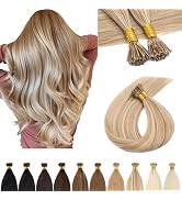 SEGO I Tip Hair Extensions Human Hair Keratin Pre Bonded MicroBeads Tip Hair Balayage Natural Sil...