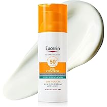 Eucerin Oil Control Dry Touch Face Sun Gel-Creme SPF50+ 50 ml, Crema solare viso 50+ opacizzante, Protezione solare viso 50+ senza profumo, Texture ultra leggera per pelle grassa, acneica e sensibile