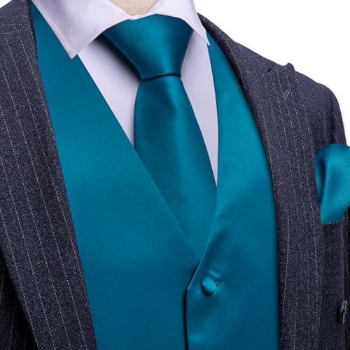 Image of Barry.Wang Men's Suit Vest Tie Bowtie Set Formal Silk Paisley Waistcoat Hanky Cufflinks Lapel Pin Set Wedding Party 7PCS