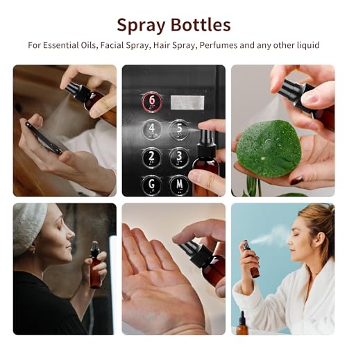 36 Pack Amber Spray Bottles 2 oz Small Spray Bottle Plastic Mini Sprayer Empty Bottle, Refillable Fine Mist Spray Bottles Bulk for Travel, Essential Oils4