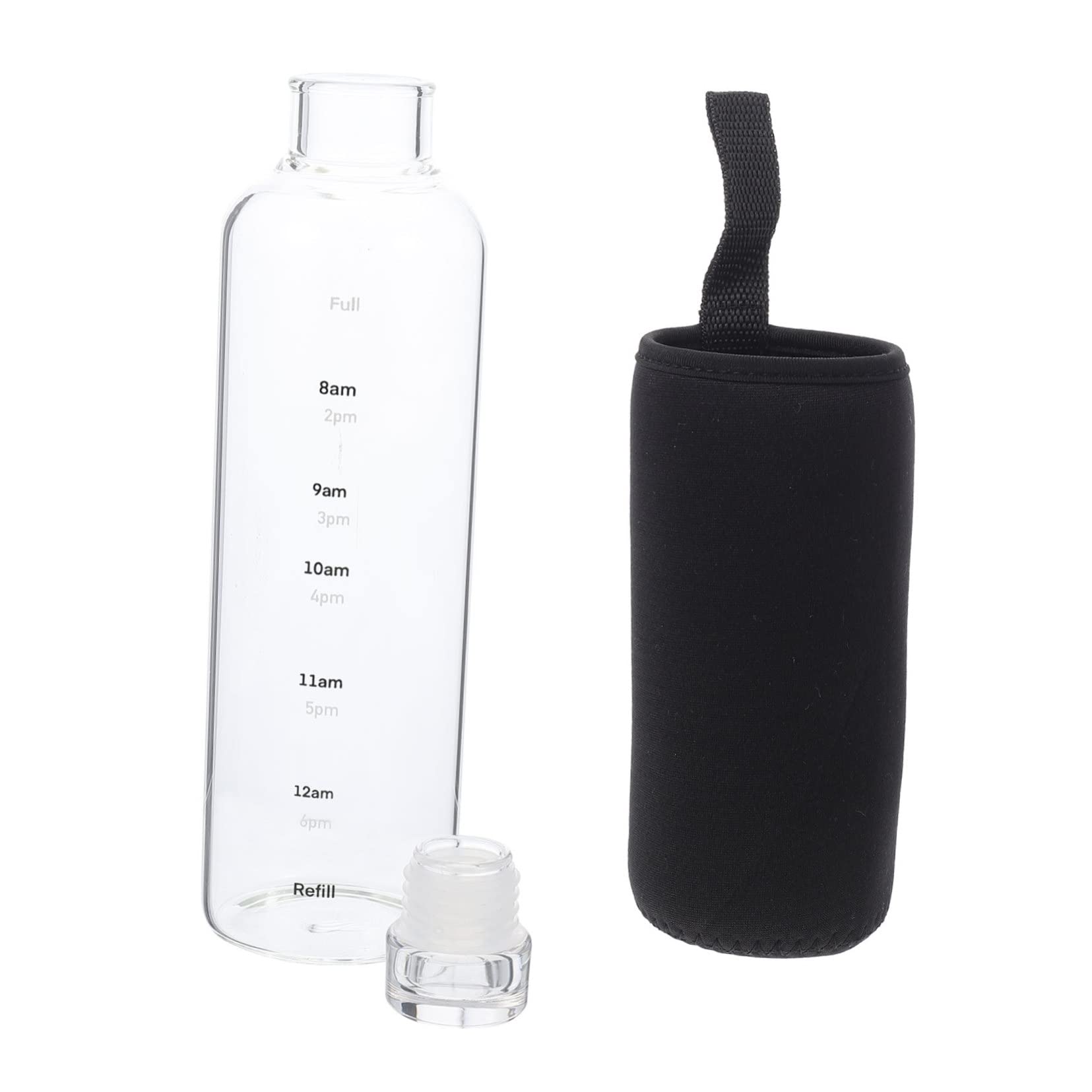 Porte-eau bouteille verre transparente Mikinona pour suivre son hydratation