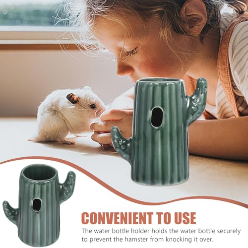 Soporte cerámico de hámster para botellas de agua con base estable de cactus 7