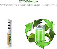 Vista 5 de EBL Baterías AAA recargables 8 paquetes de alta capacidad 1100mAh con cargador de batería recargable individual LCD AA/AAA