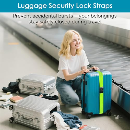 Image of Travel Inspira Luggage Straps for Suitcases with TSA Lock, Protect Your Luggage Anti-Burst, High Visibility Color, Easy to Identify Luggage Adjustable Heavy Duty Belt for 20-28 Inch Suitcases