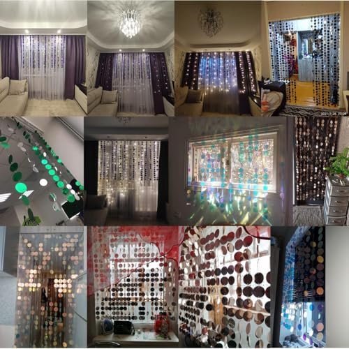 Image of Sparkle Sequin Beaded Curtain, 5 Strips, Silver