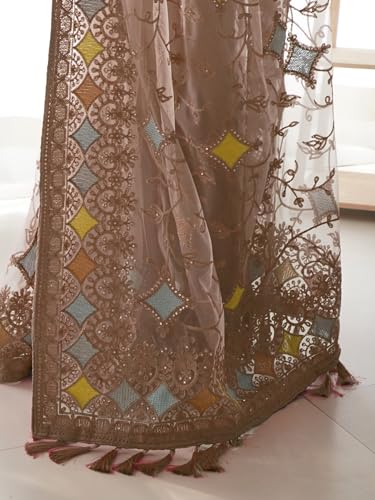 Image of AKHILAM Women's Net Woven Design Saree With Unstitched Blouse Piece (AAVYA701 HV-Parent)