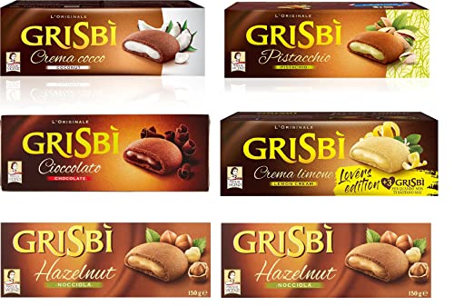 Paquete de prueba Vicenzi Grisbi Cocco Nocciola Cioccolato Pistacchio Limone 6 x 150 g Galletas Crema Galletas Pasteles Barritas