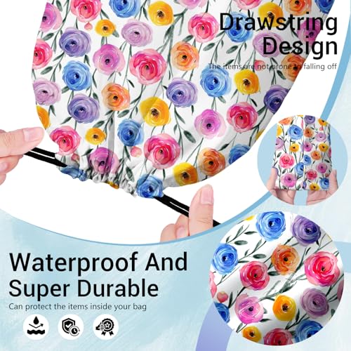 Image of Colorful Floral Gymnastics Grip Bag Lightweight Drawstring Athlete String Bag for Women Sport Grips