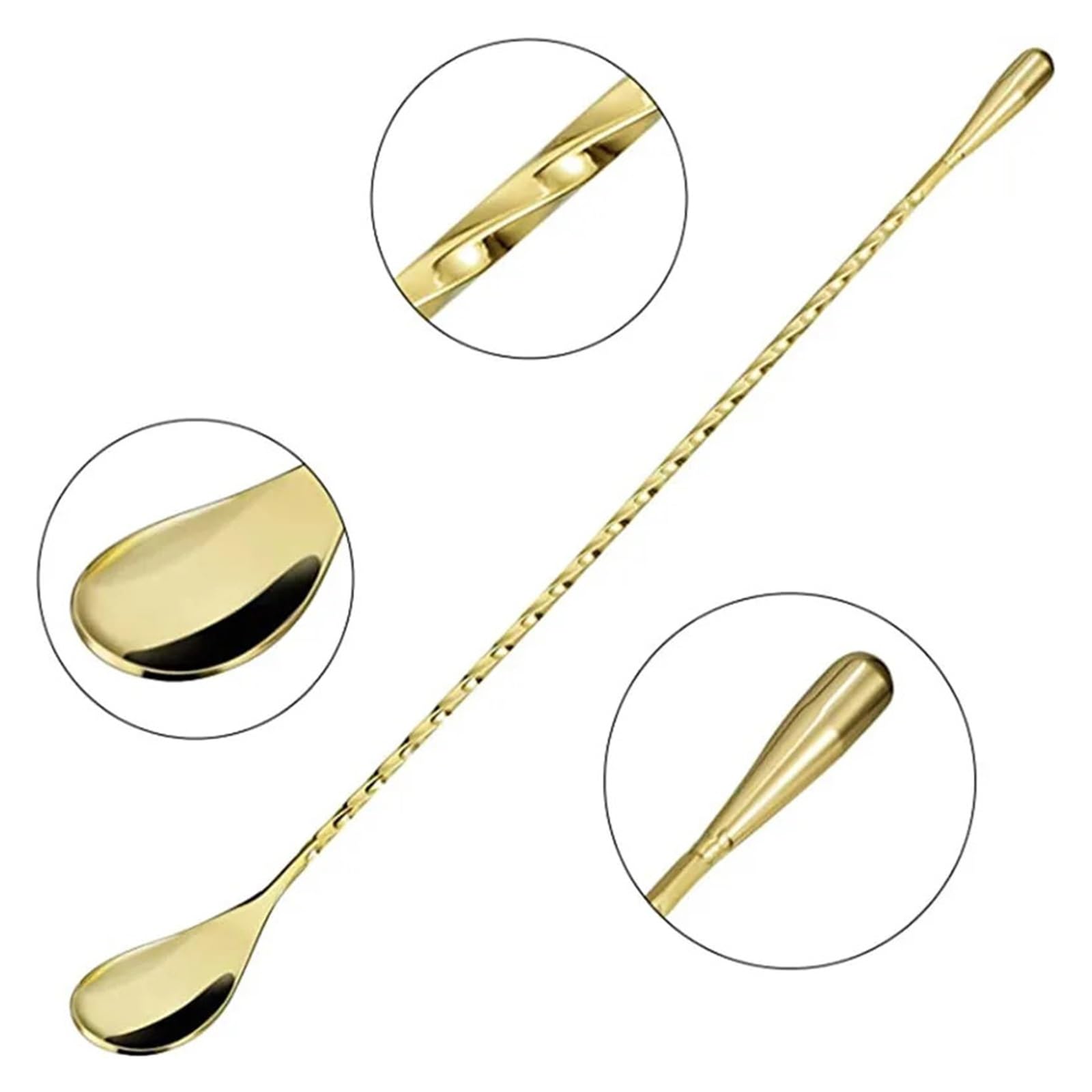1/2 pz Cucchiaio da Cocktail Bar Mescolando Manico Lungo in Acciaio Inossidabile Modello a Spirale di Miscelazione(Black 30cm 2pcs)
