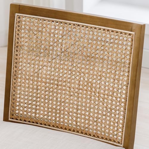 Miniatura 3 de Juego de 2 sillas de comedor de ratán, sillas de comedor de lino de granja, sillas de cocina con respaldo de bastón, sillas tapizadas de ratán,