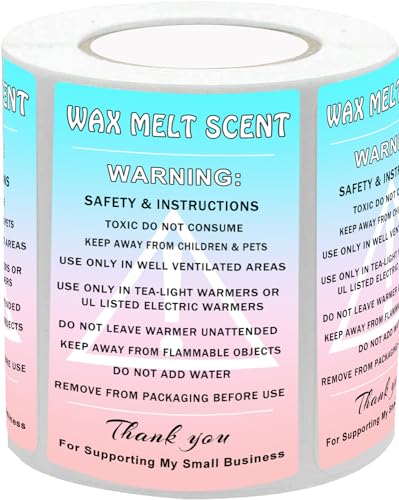 Wax Melt Scent Safety Instruction Stickers 2 x 3.5” Consultant