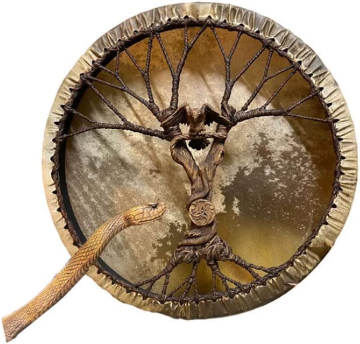 LIOONS Tambor Chamánico Artesanal Árbol de la Vida con Baquetas, Tambor Etéreo para Terapia de Sonido miniatura 1