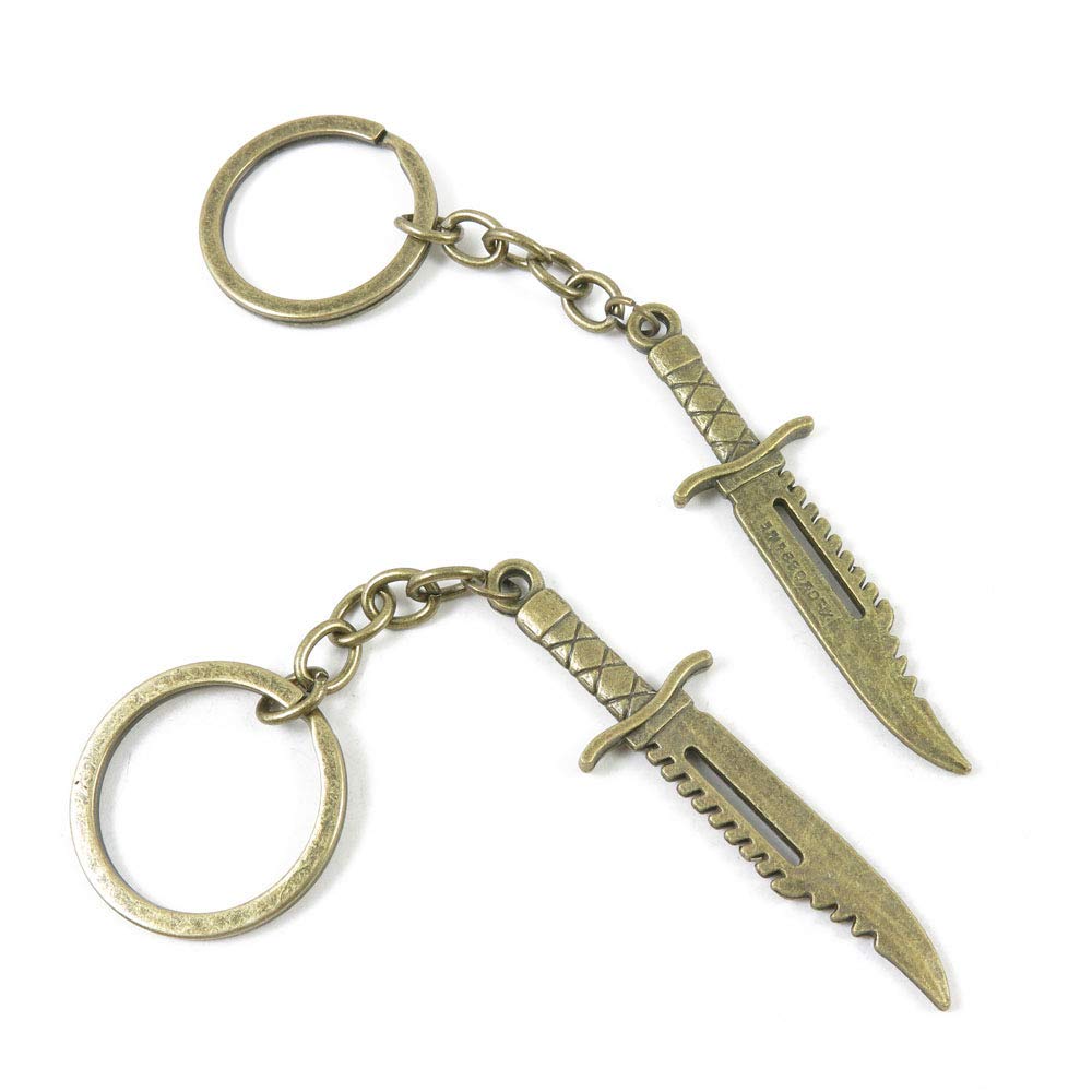 5 PCS Antique Bronze Keychain Keyring Key Chains Ring Tags Jewelry