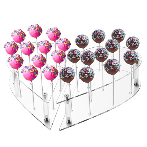 Heart Shape Acrylic Cake Pop Stand, 24 Holes Small Lollipop Holde...