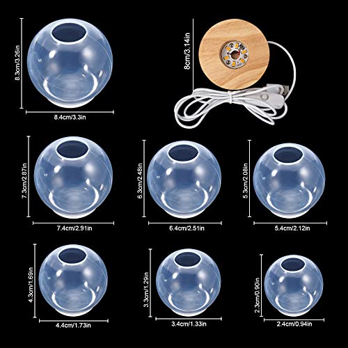 Mcckle 3D Seamless Resin Sphere Mould Sphere Silicone Resin Mould Epoxy Large Clear Silicone Spherical Mould For Resin Jewelry Making, Soap Candle Diy, Candle Wax With 3 Glowing Bases #TOP1
