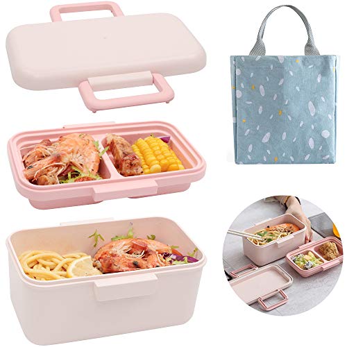 Ozazuco Bento Box Japanese Lunch Box,3-In-1 Compartment - Bamboo fiber, Leakproof Eco-Friendly Bento