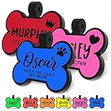 Silent & Double Sided, Deep Engraved Dog Tags Personalized, Rich Customization, Glow in The Dark Durable Silicone Pet ID Tag, Never Fades, 8 Colors & Fonts, 25 Icons, Bone Shaped